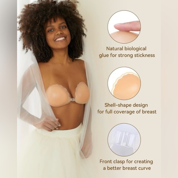 Niidor Adhesive Bra Strapless Sticky Invisible Silicone Push up Bras - Picture 2 of 10